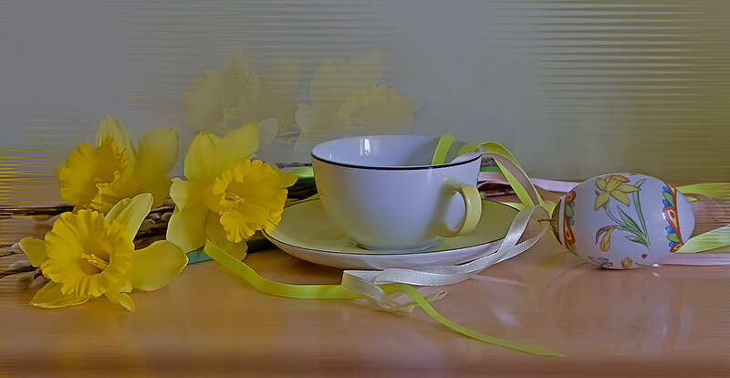 Daffodils and Teacup