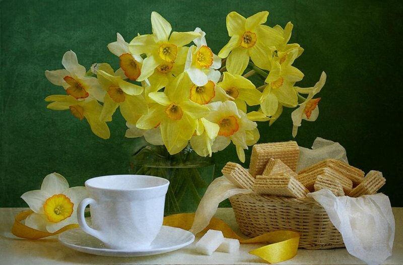 Daffodils in a Vase — Yellow, Serene, Spring