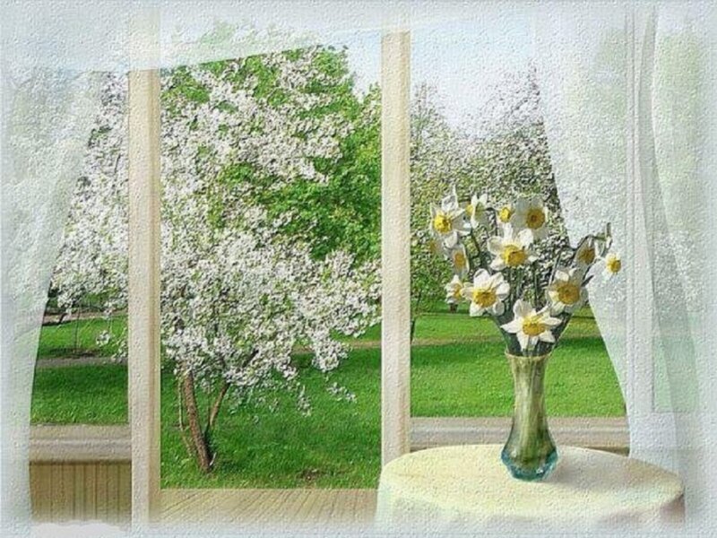 Daffodils in Vase — White