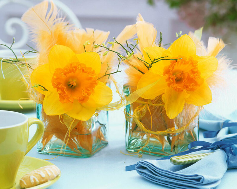 Daffodils in Vases — Yellow, Bright