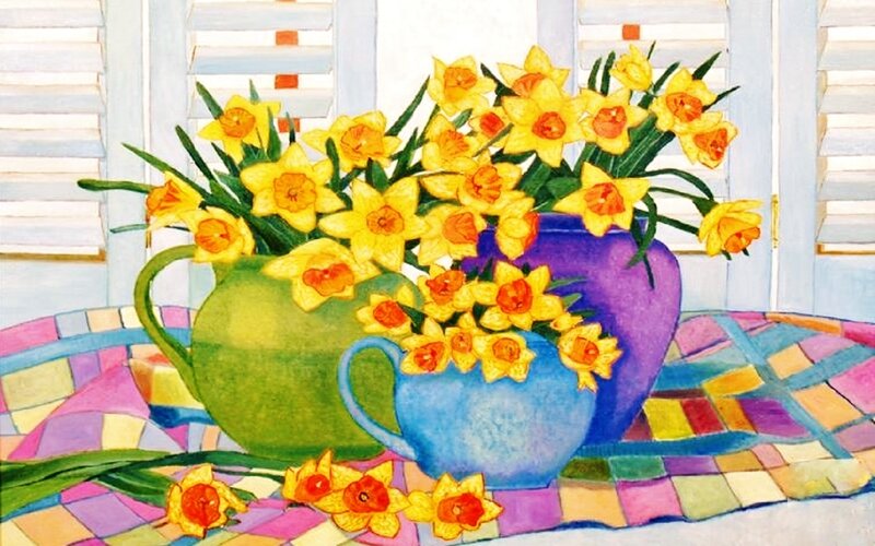 Daffodils in Vases — Yellow