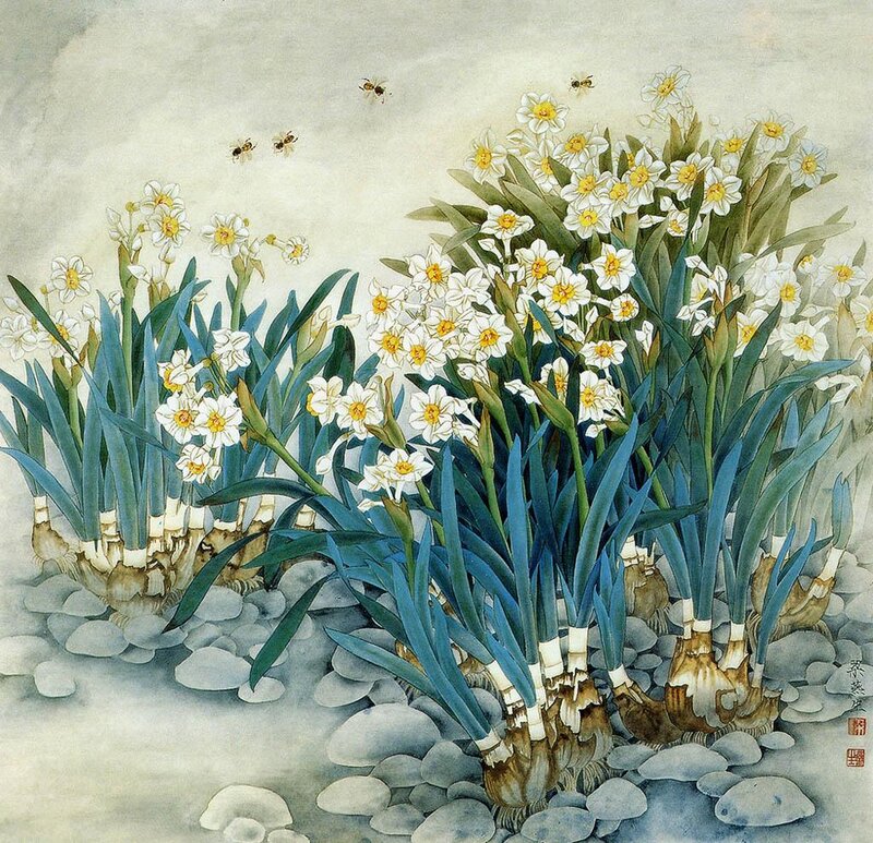 Daffodils with Bees