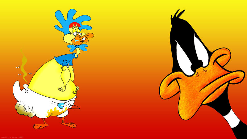 Daffy Duck and a chicken