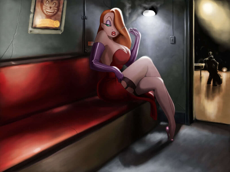 Daffy Duck in a red dress