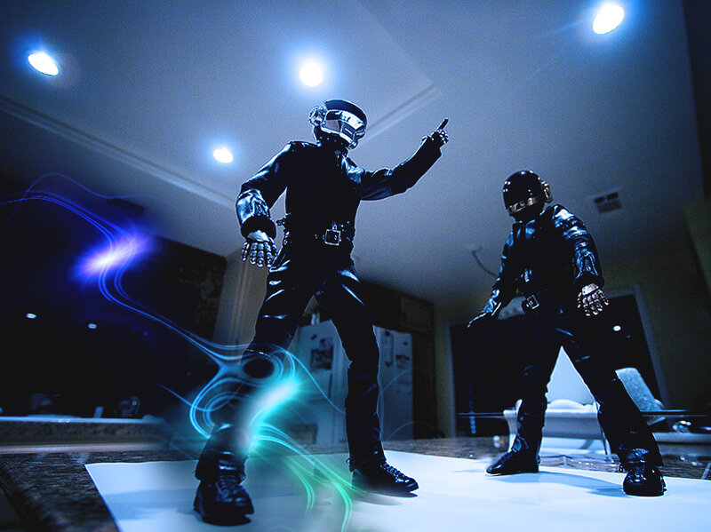 Daft Punk action figures in home
