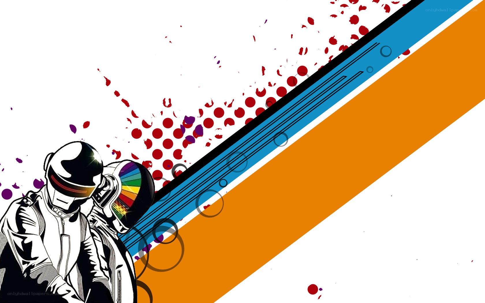 Daft Punk art with colorful background