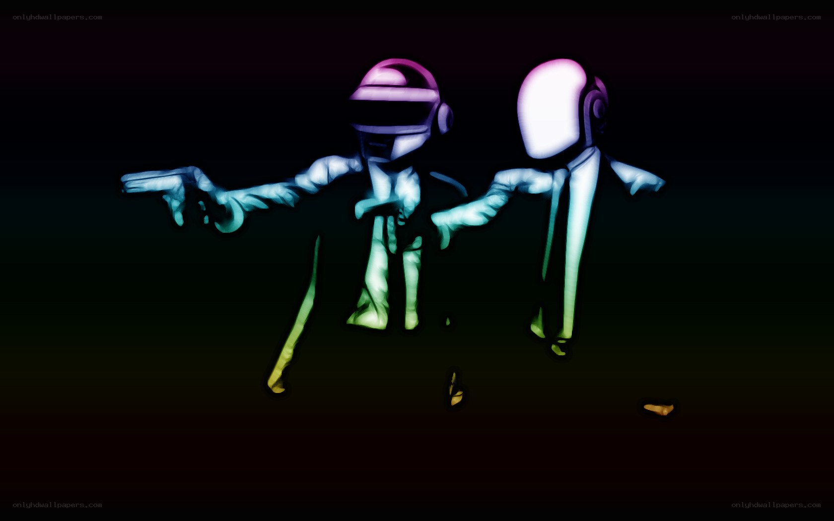 Daft Punk characters with guns
