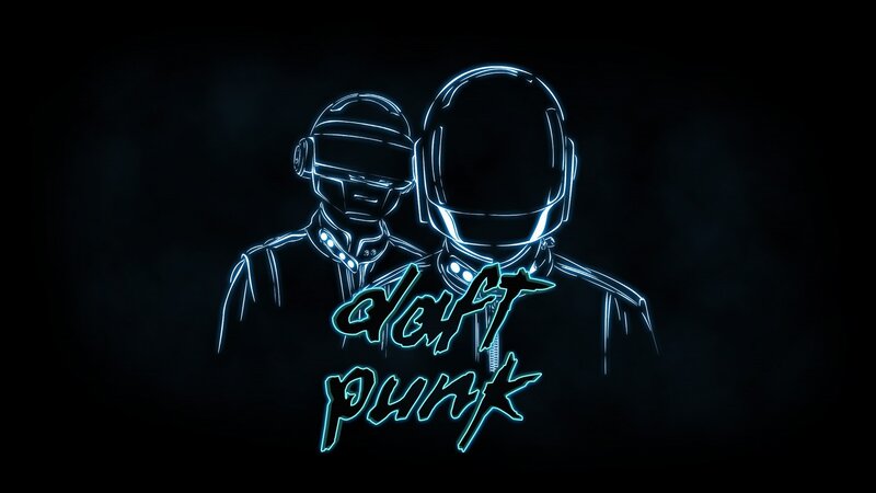 Daft Punk Duo — Black, Dark, Night, Digital Art