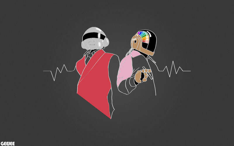 Daft Punk Duo Illustration — Gray