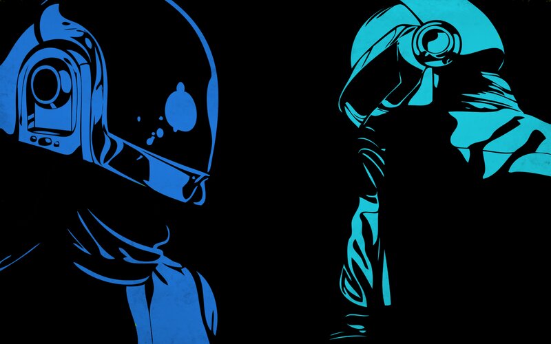 Daft Punk Duo in Helmets — Blue, Dramatic