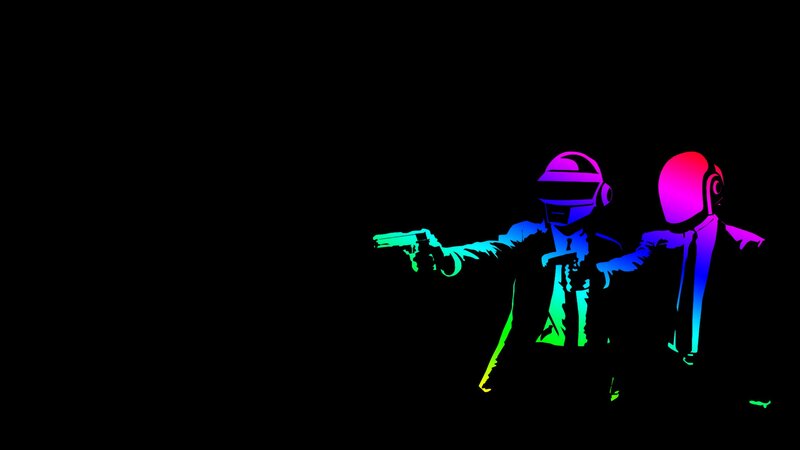Daft Punk Duo with Guns — Black, Dramatic, Night