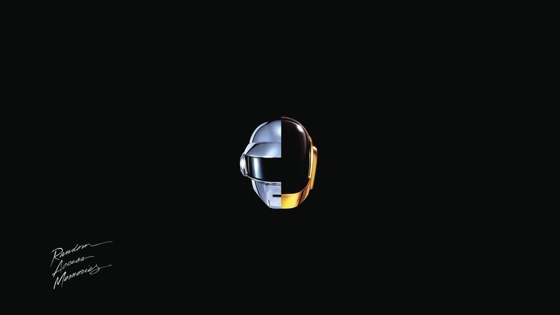 Daft Punk Helmet — Black, Minimalist, Digital Art, Text, Silver, Gold