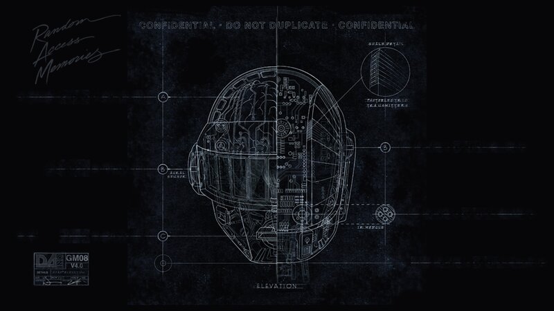 Daft Punk Helmet Blueprint — Black, Technological, Illustration