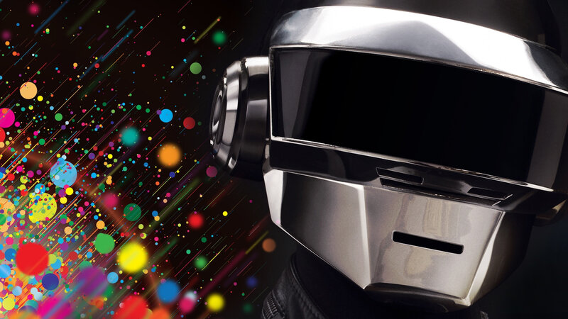 Daft Punk helmet with colorful splashes