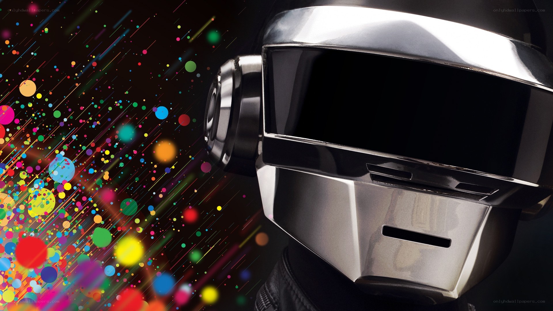 Daft Punk helmet with colorful splashes