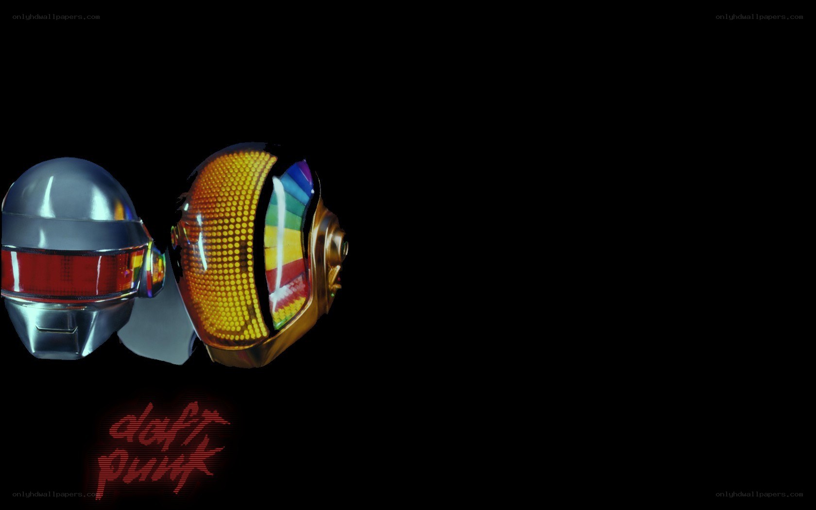 Daft Punk helmets and logo