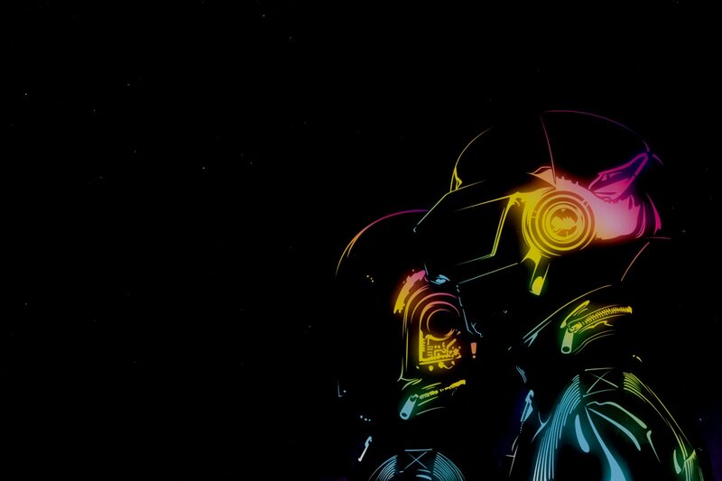 Daft Punk Helmets — Black, Dramatic, Night, Digital Art