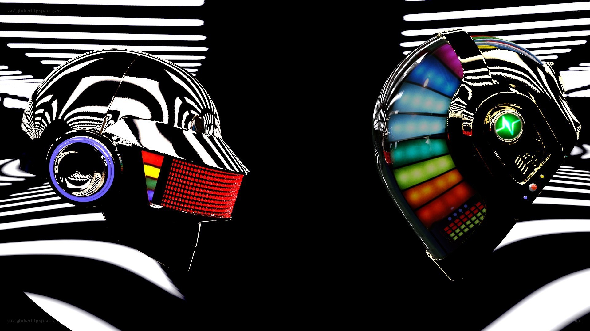 Daft Punk helmets in motion