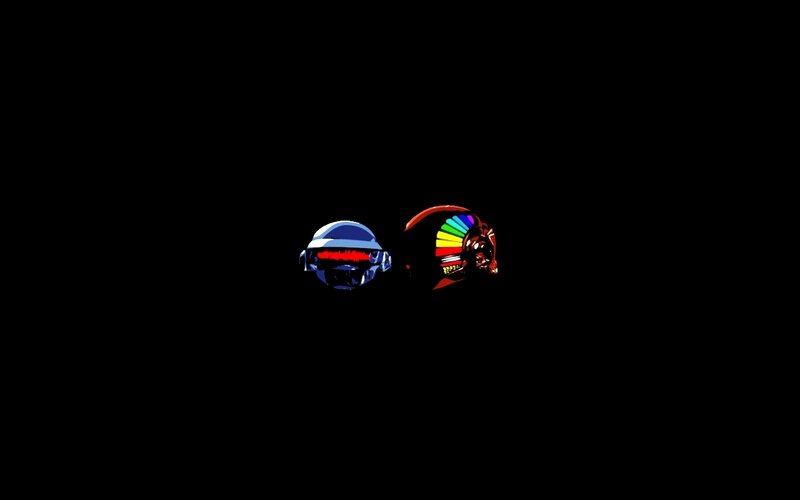 Daft Punk helmets on black