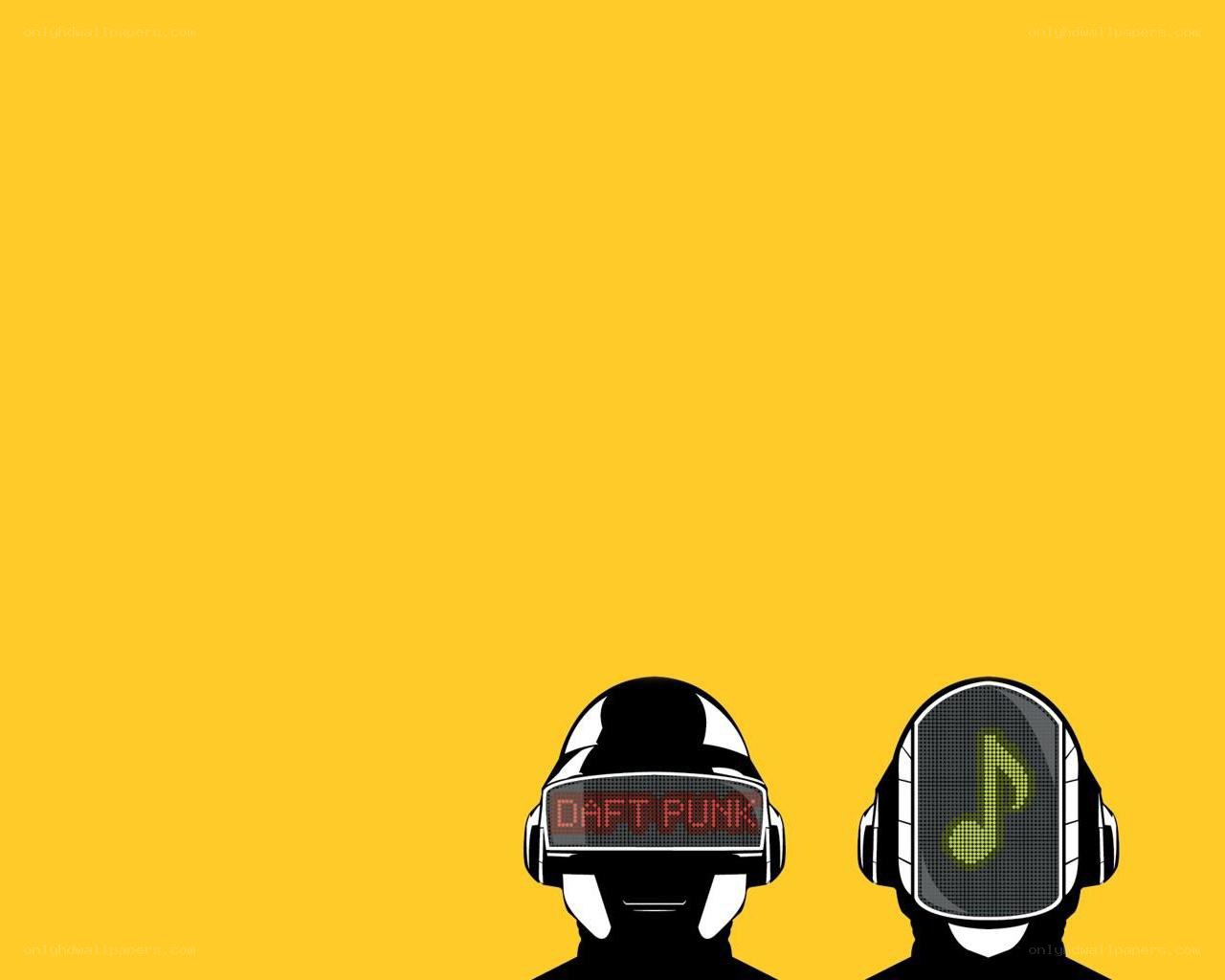 Daft Punk helmets on yellow