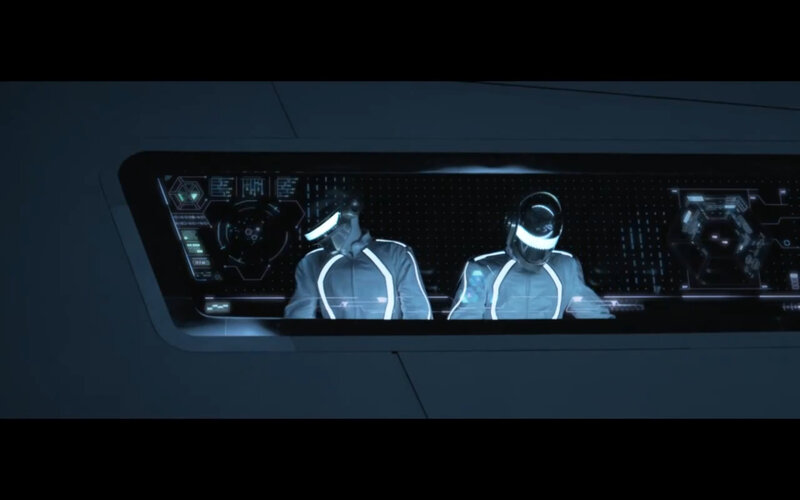 Daft Punk in a futuristic cockpit
