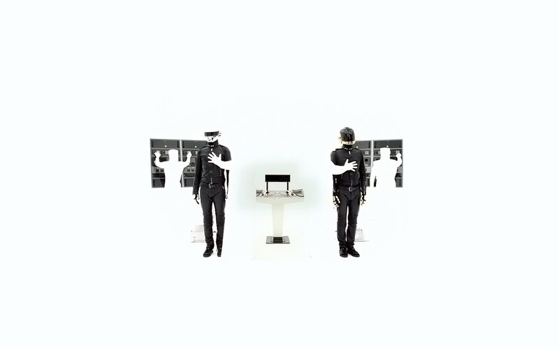 Daft Punk in a white room