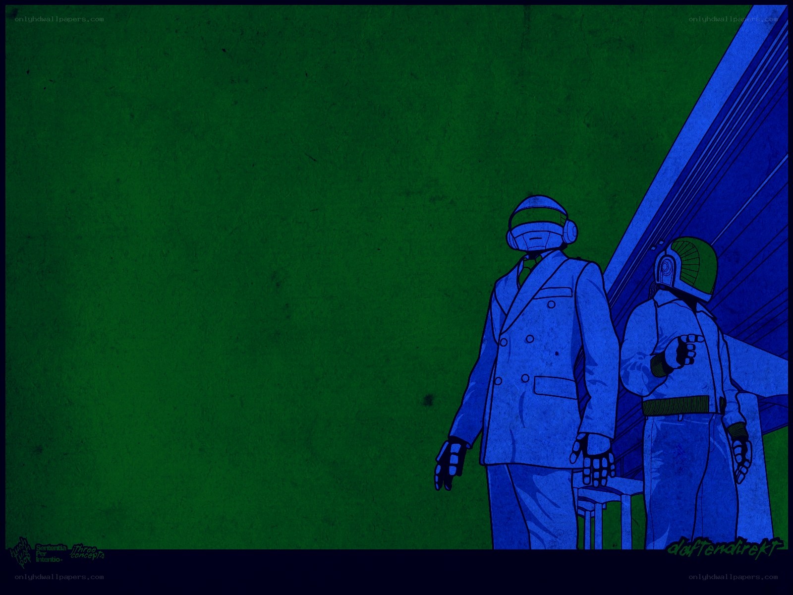 Daft Punk in blue and green