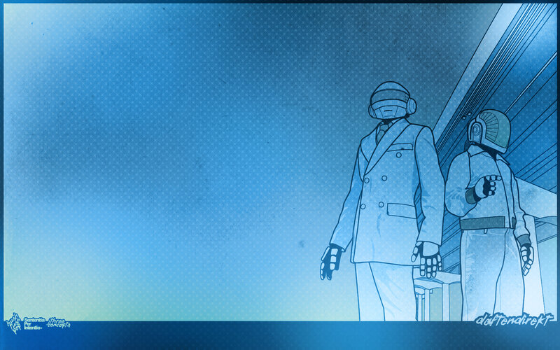 Daft Punk in blue tones