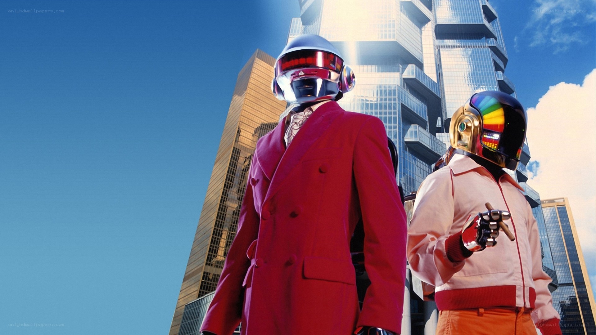 Daft Punk in cityscape