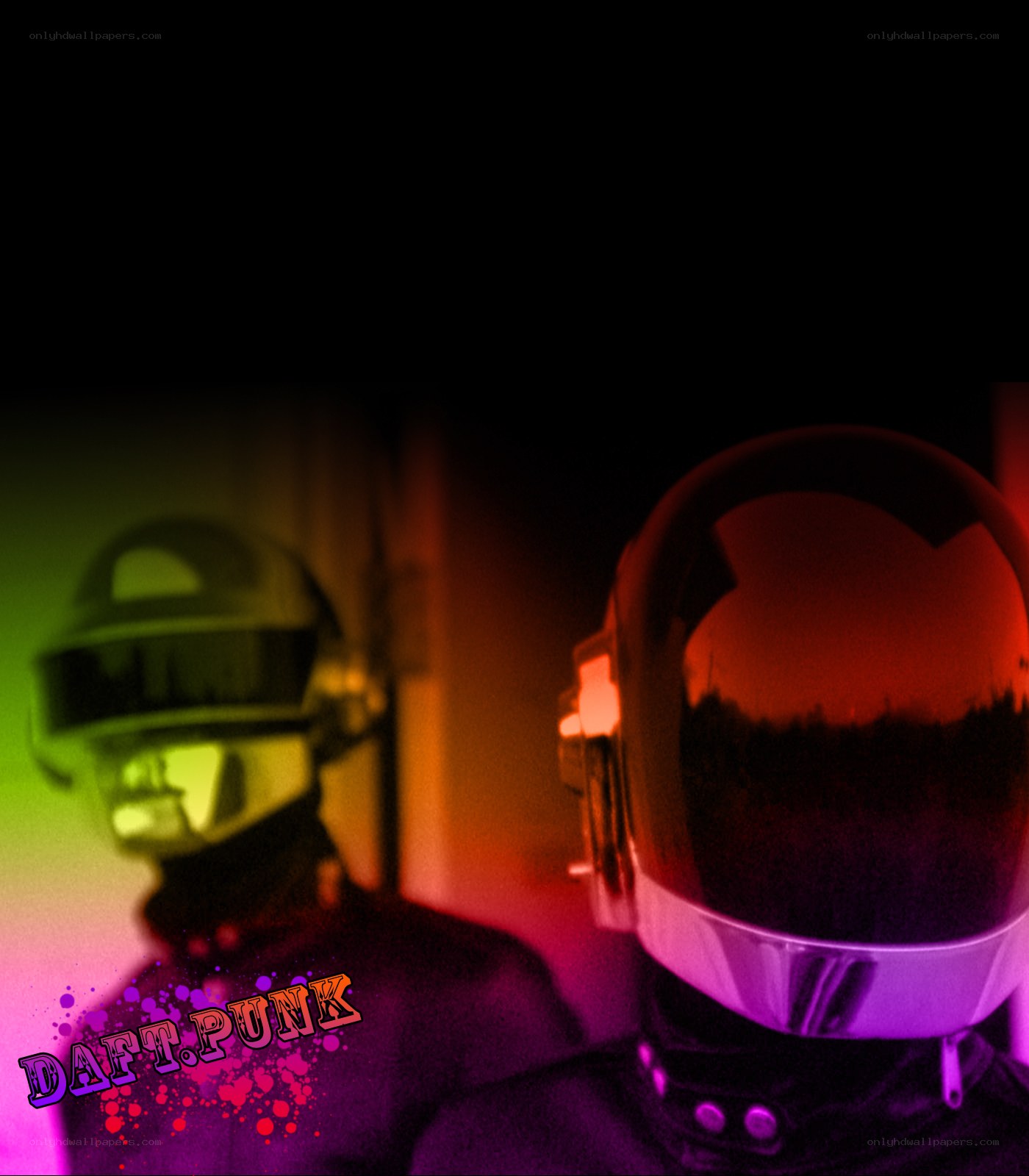 Daft Punk in colorful lighting
