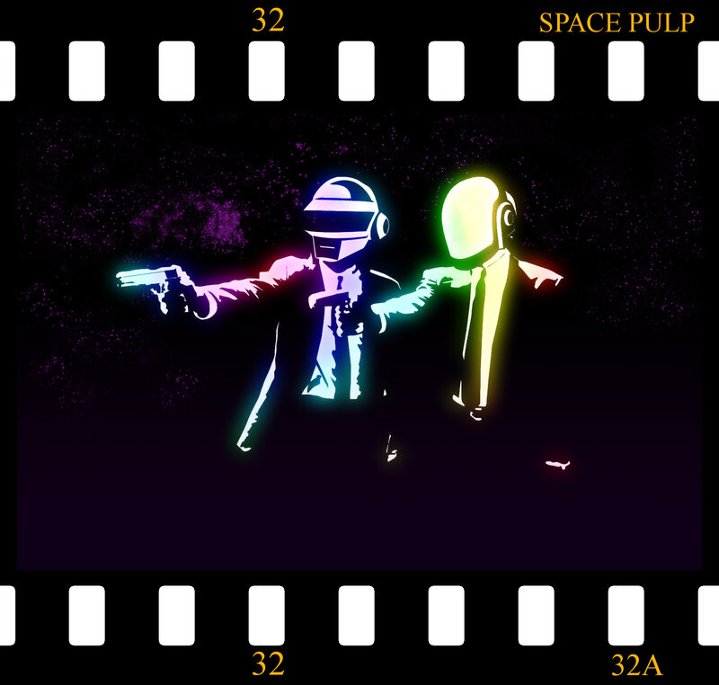 Daft Punk in neon film strip