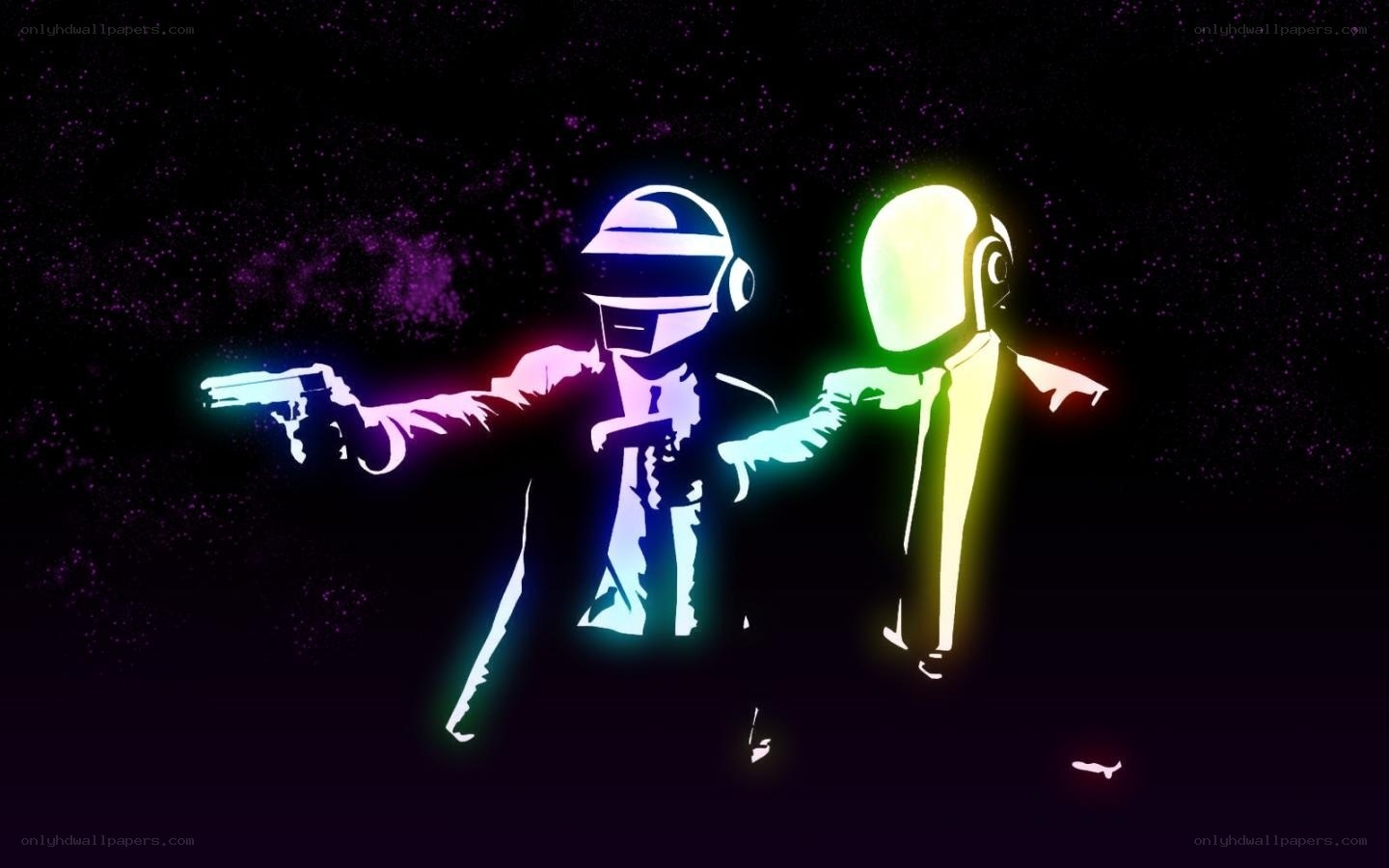Daft Punk in neon glow