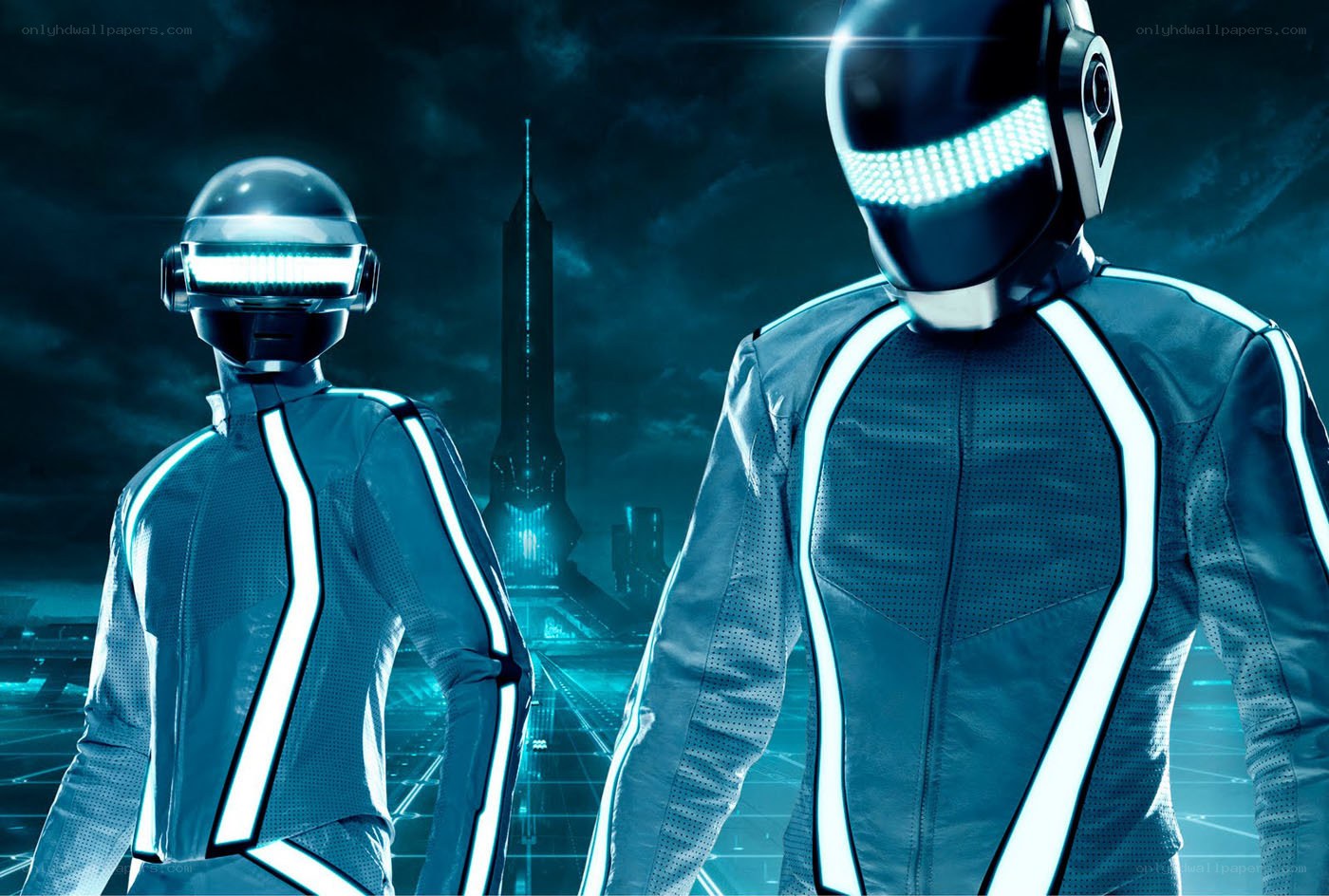 Daft Punk in Tron costumes