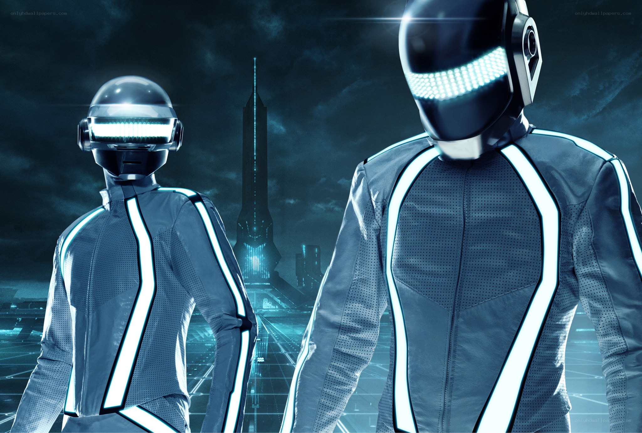 Daft Punk in Tron costumes