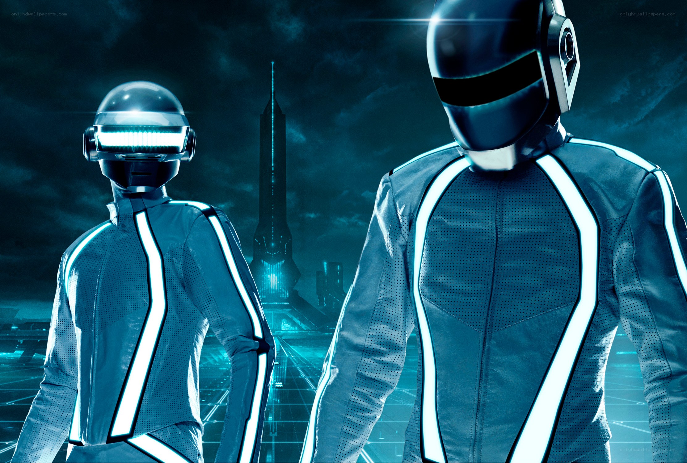 Daft Punk in Tron costumes