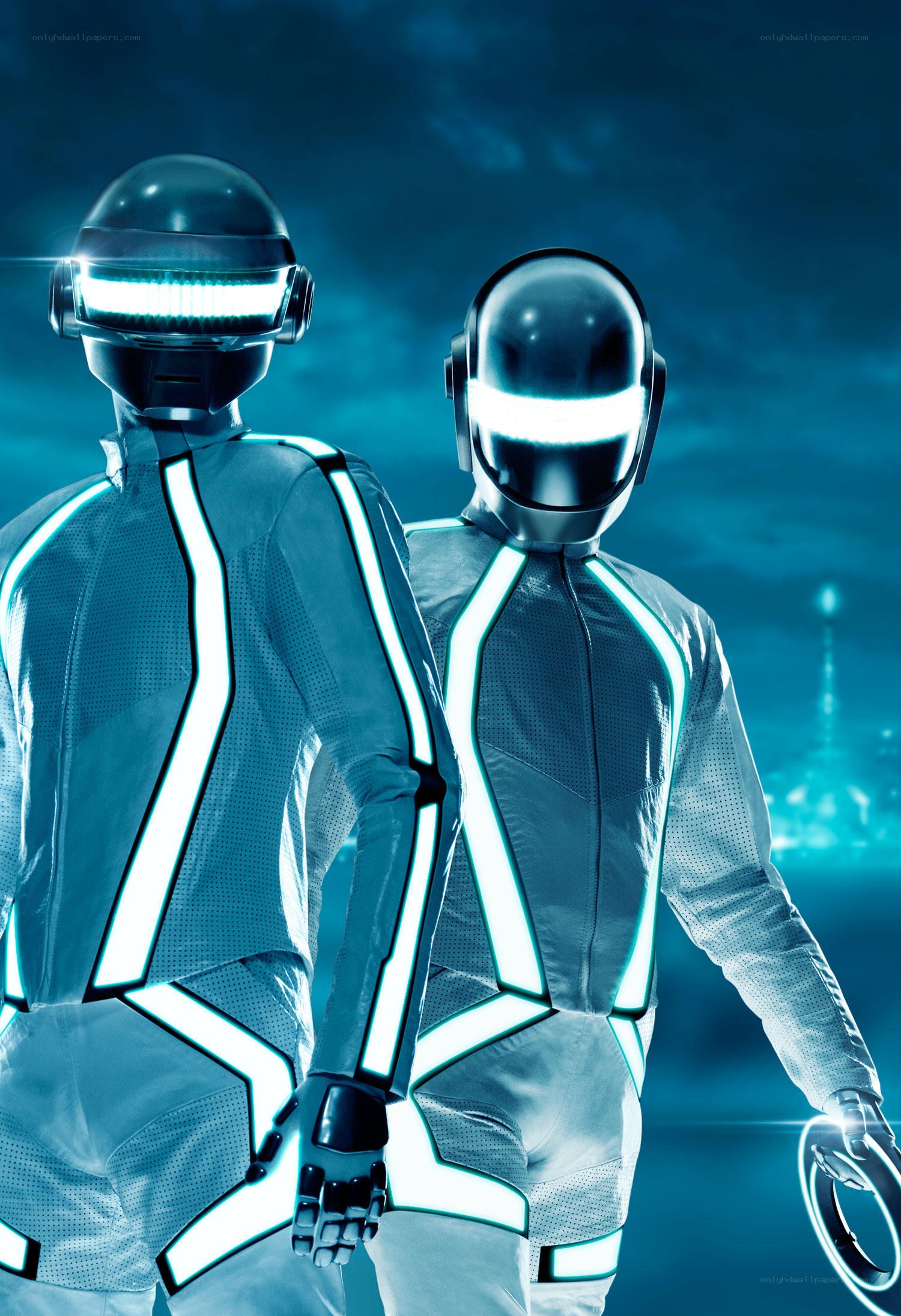 Daft Punk in Tron costumes