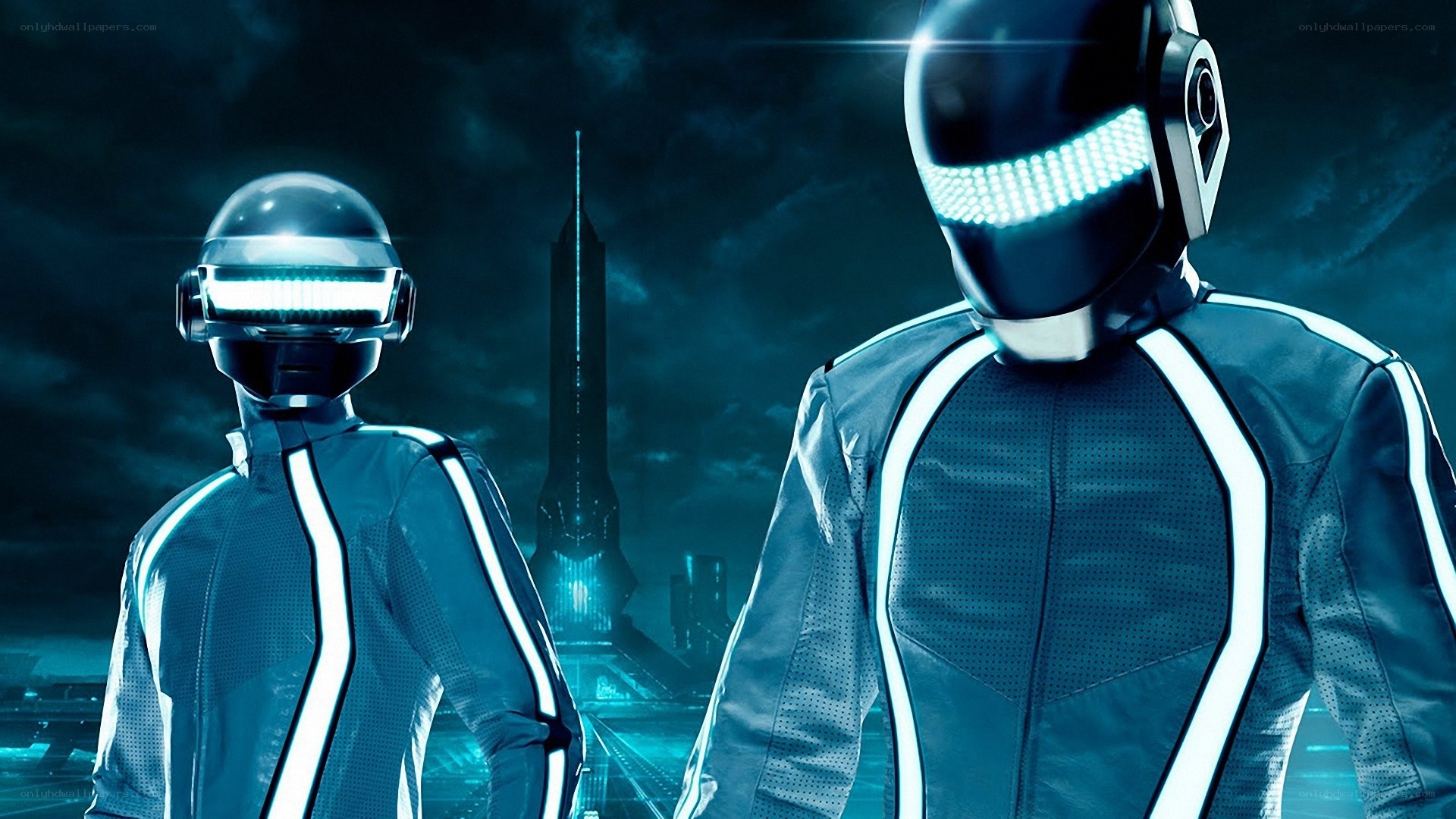 Daft Punk in Tron costumes