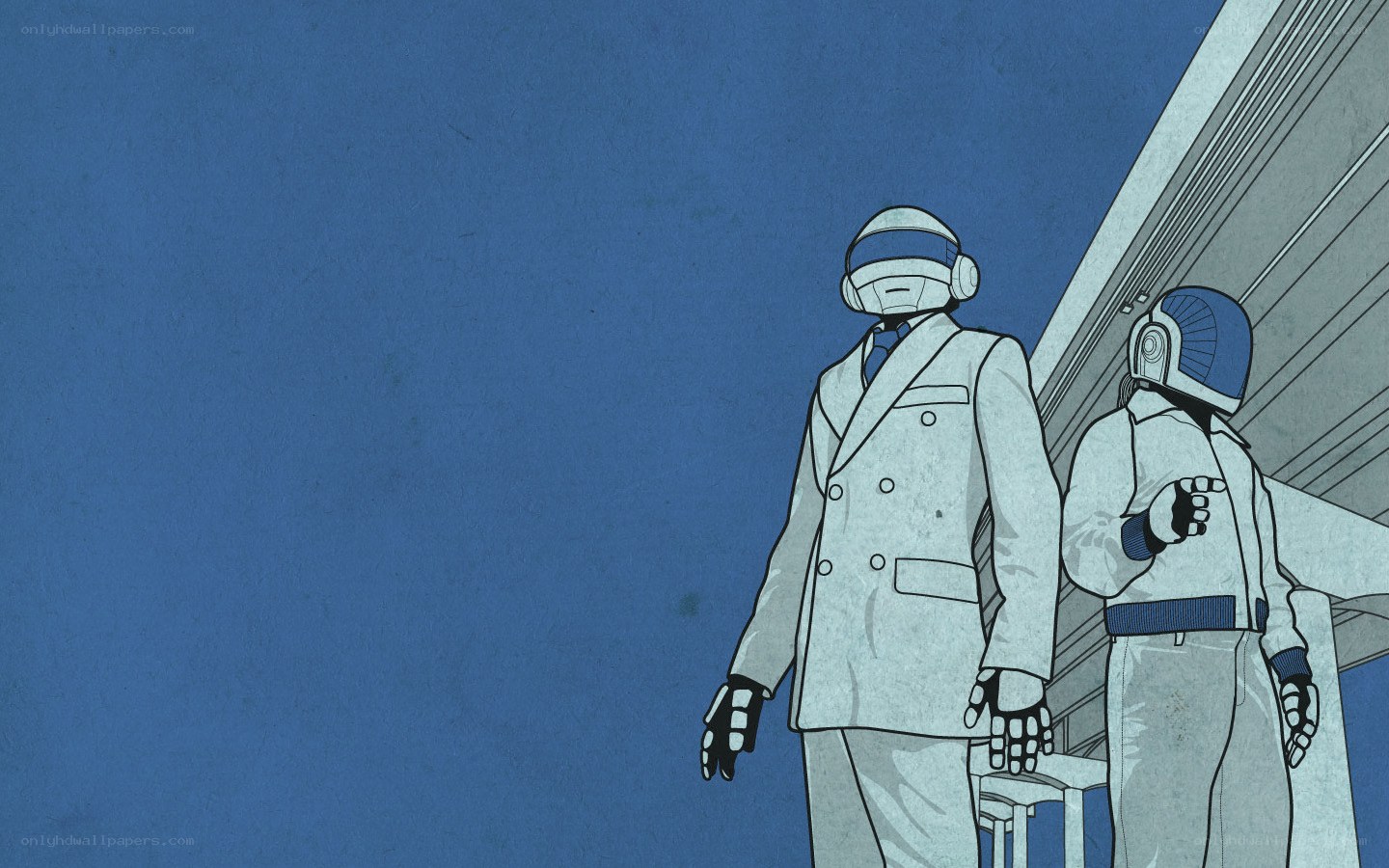 Daft Punk in white suits