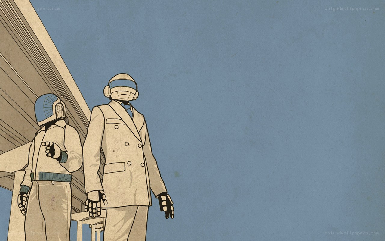 Daft Punk in white suits