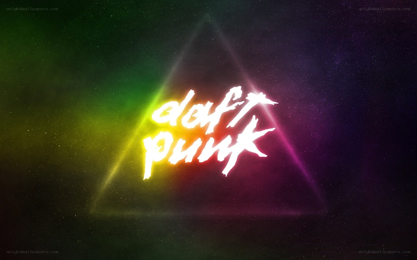 Daft Punk logo in neon triangle