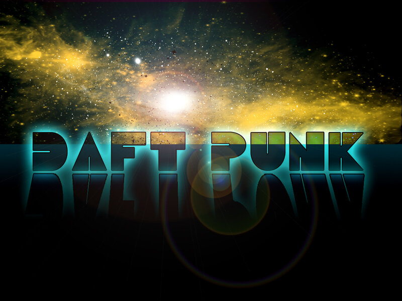 Daft Punk logo with galaxy background