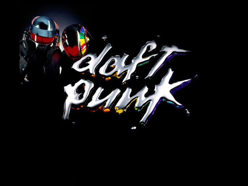 Daft Punk logo with helmets