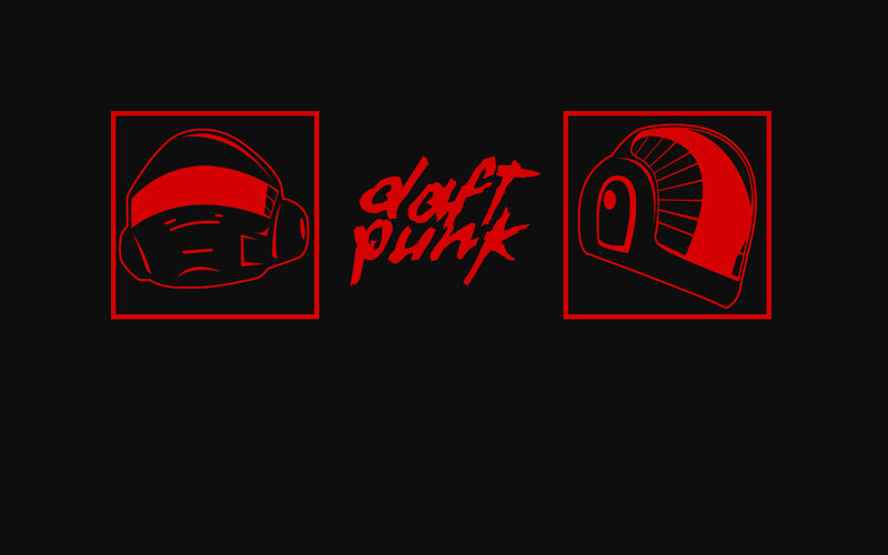 Daft Punk logo with helmets