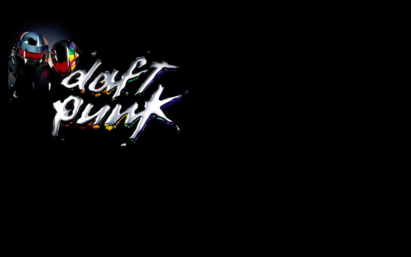 Daft Punk logo with helmets