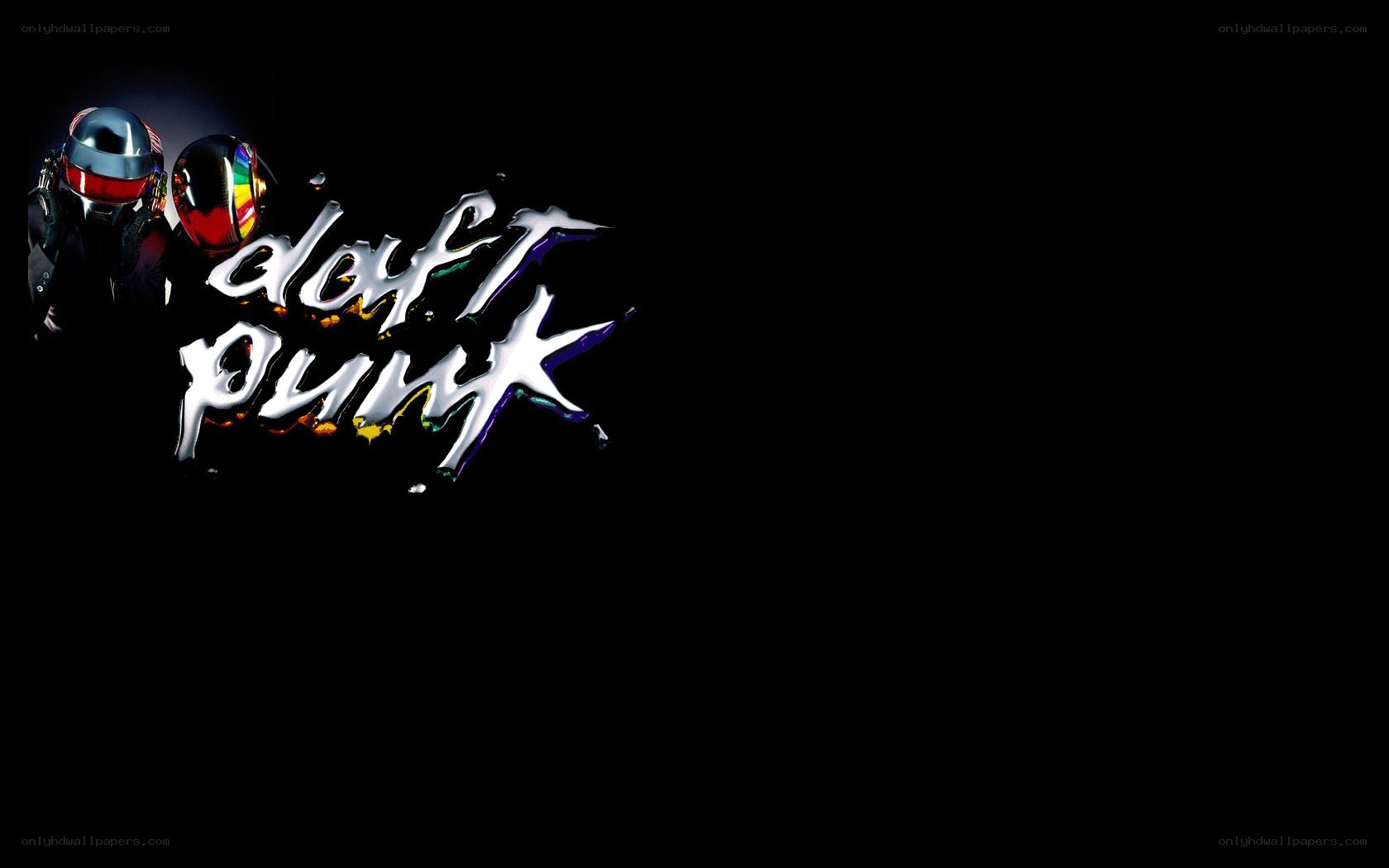 Daft Punk logo with helmets