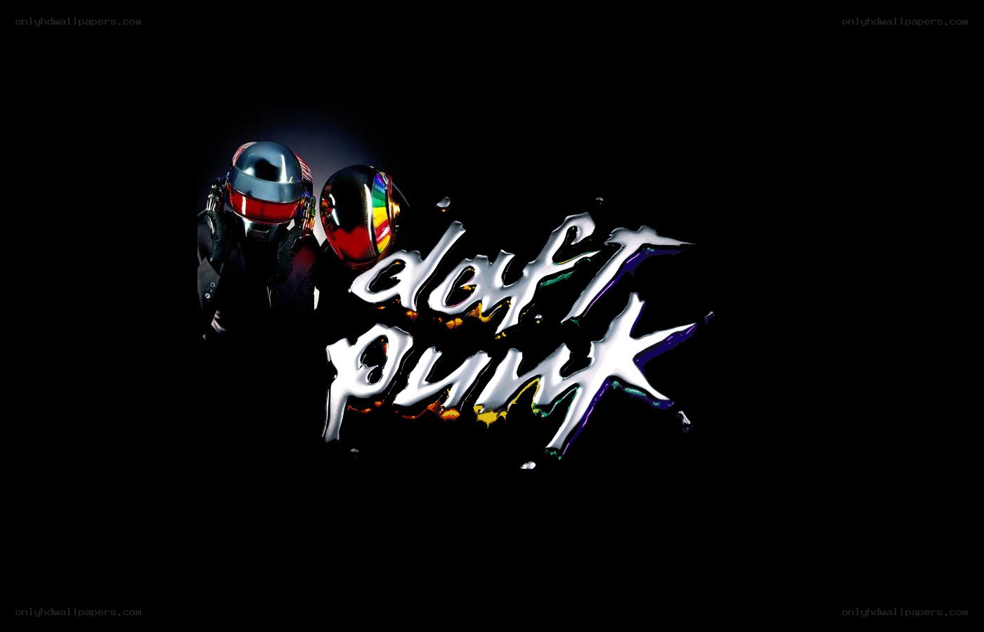 Daft Punk logo with helmets