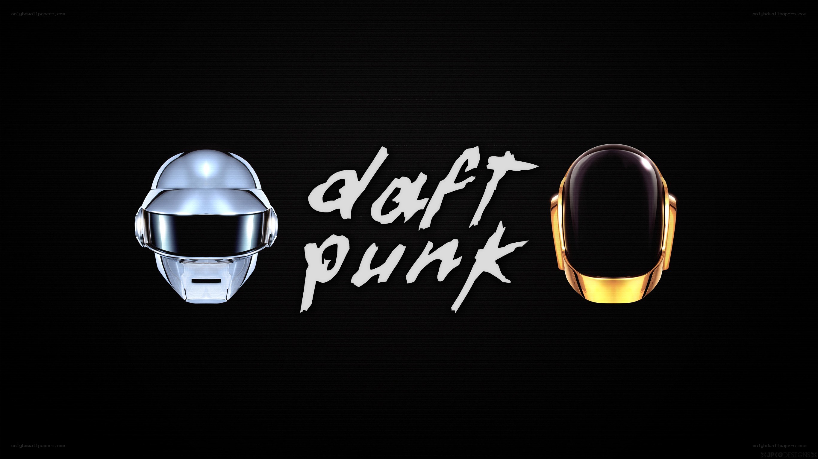 Daft Punk logo with helmets