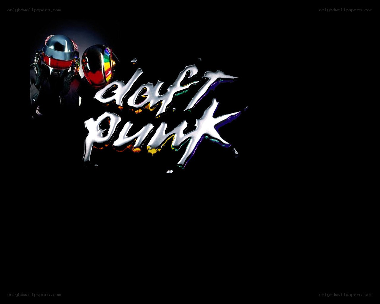 Daft Punk logo with helmets