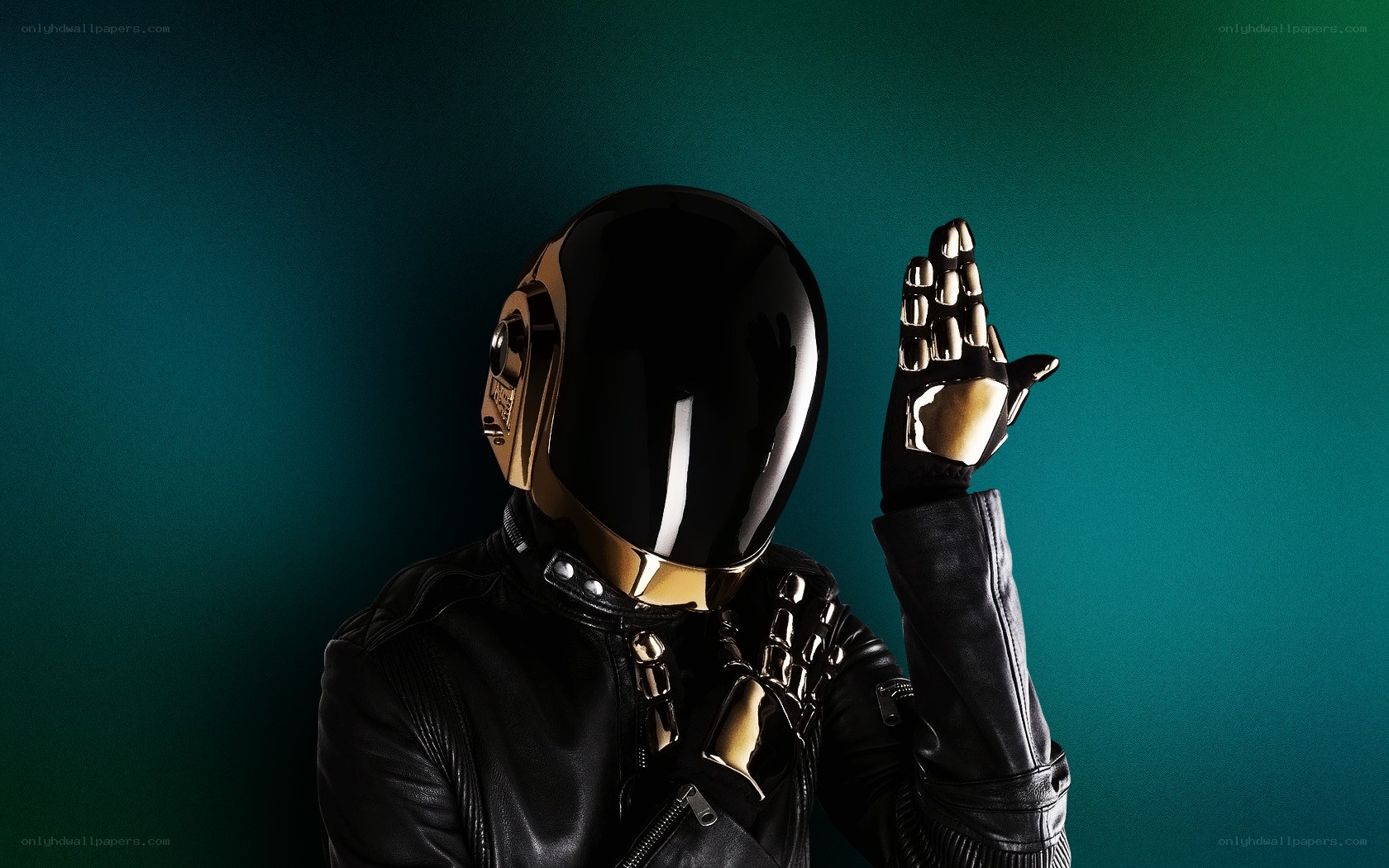 Daft Punk member in helmet