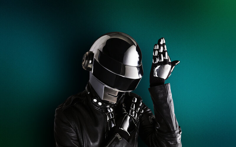 Daft Punk member in helmet
